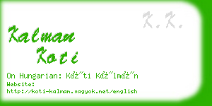 kalman koti business card